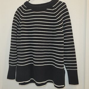 a new day Black and White Striped Crew Neck Sweater